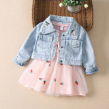 Strawberry Girls’ Dress & Denim Jacket Set