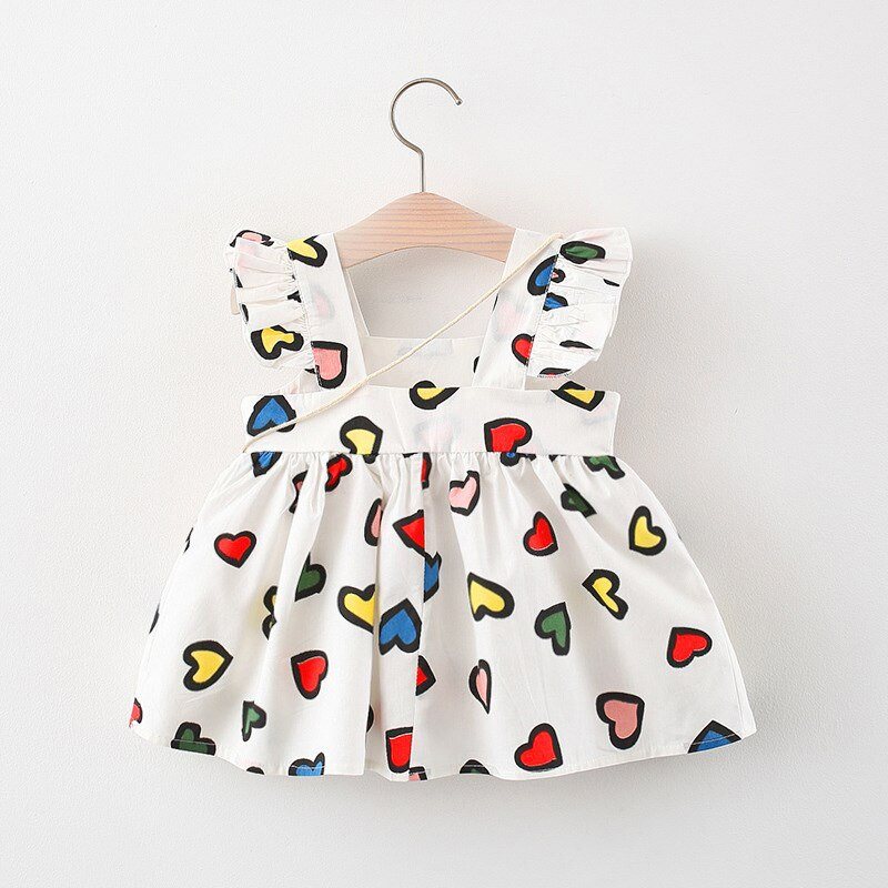 Colorful Hearts Kids Dress + Dragonfly