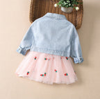Strawberry Girls’ Dress & Denim Jacket Set