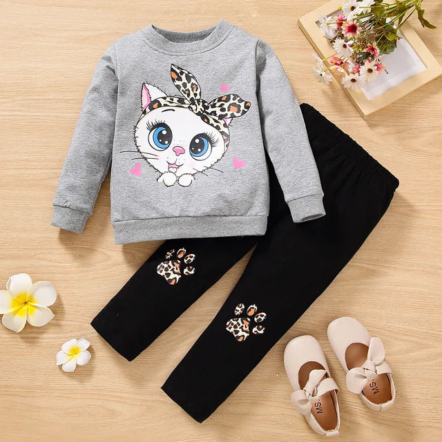 Gray kitty kids winter set