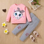 Winterset für Kinder mit grauem Katzenmotiv