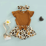Olivia Baby Set – Brown Bodysuit & Skirt with Bow