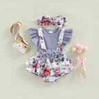 Romperzinho Mila Floral com Laço Lilás - Minu Kids