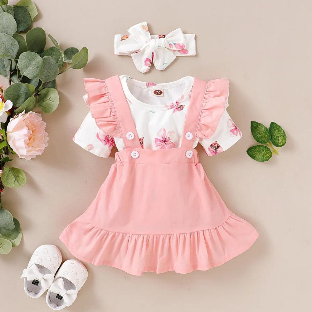 Conjunto Judi Flores Body e Saia Rosa - Minu Kids