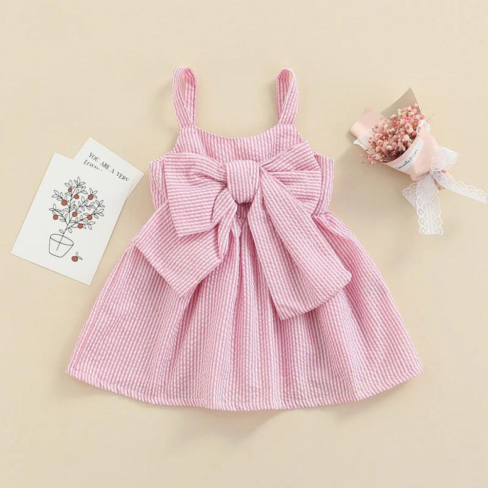 Vestidinho Lacinho Regatinha Rosa - Minu Kids