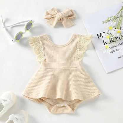 Vestidinho Sisi com Rendas Bege - Minu Kids