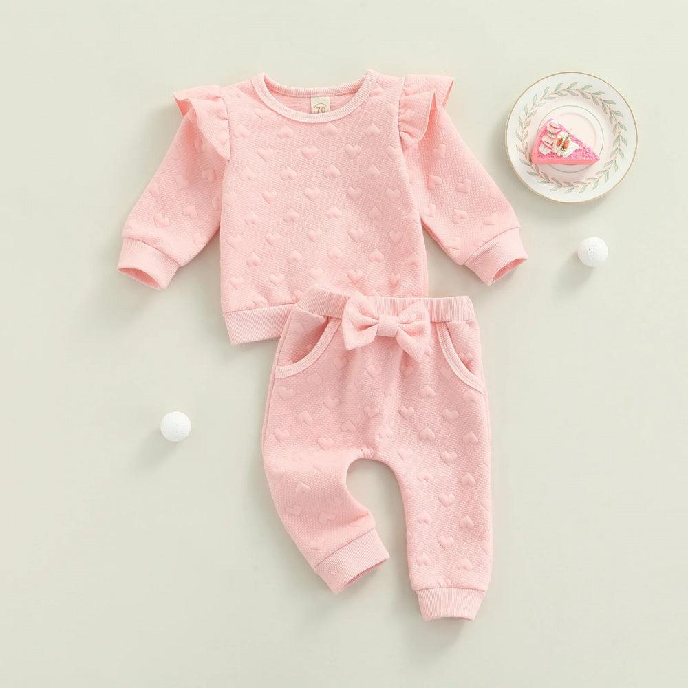 Conjunto Corações Blusa e Calça Rosa - Minu Kids