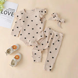 Hearts Baby Set – Beige Bodysuit & Pants