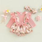 Romper Leyla Floral Manga Comprida Rosa - Minu Kids