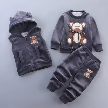 Italy Kids Winter Set – Gray with Dark Brown