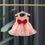 Baby Dress Christmas New Summer Strap Big Butterfly Mesh Dress Suitable for 0-3 Year Old Babies