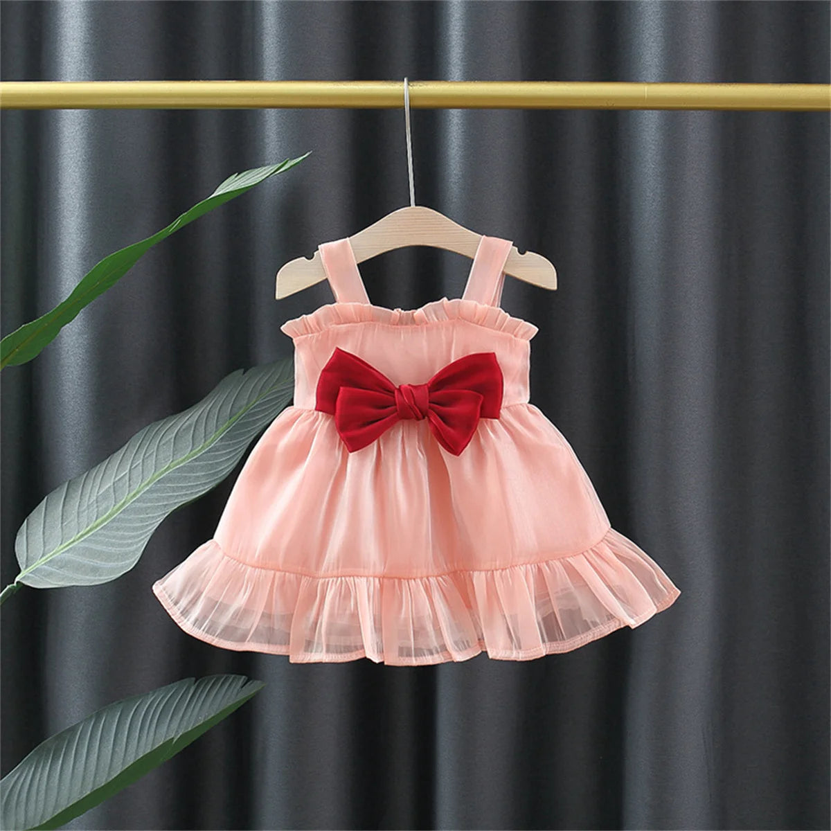Baby Dress Christmas New Summer Strap Big Butterfly Mesh Dress Suitable for 0-3 Year Old Babies