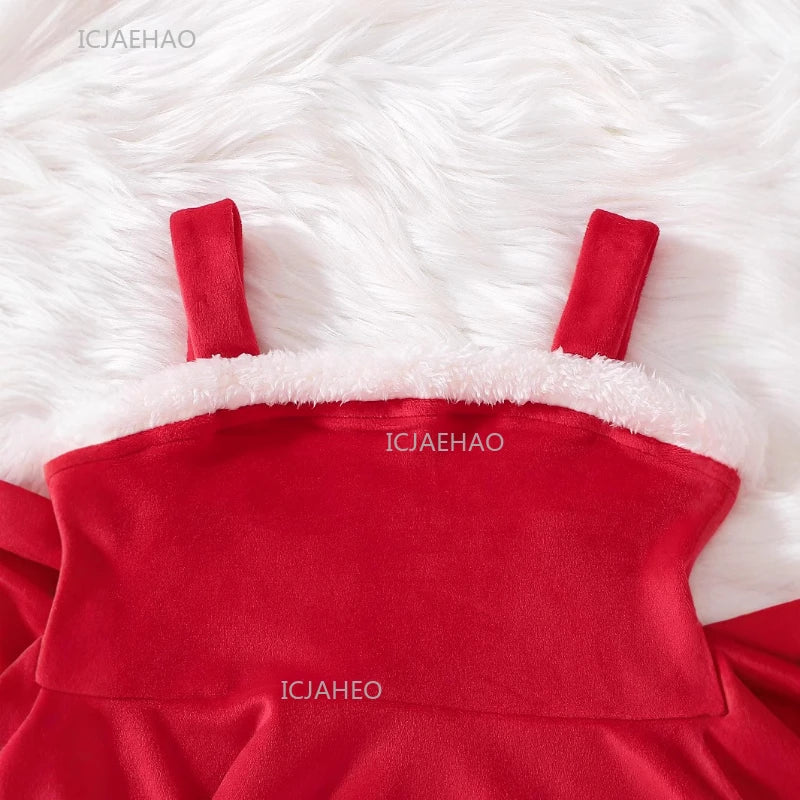 Weihnachtliches Samtkleid für Mädchen, ärmellos, 2-teilig mit Jacke, Outfit für Kinder, Festkleidung, Kleinkinderkleidung, Neujahr, Herbst, Winter 
