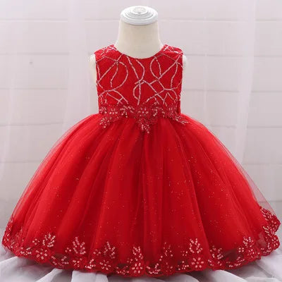 Girls Christmas Dresses baby Santa Claus red gown Bow Cute Baby Party Birthday Kids Wedding Elegant Princess Dress for Girls