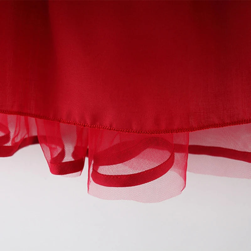 Kinderkleidung, Mädchenkleid, Sommerkleid im neuen Stil, Kinderabendkleid mit Wolkenmuster, Prinzessinnenkleid mit Flügelärmeln, Babykleid mit Schleife 