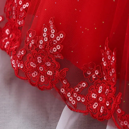 Girls Christmas Dresses baby Santa Claus red gown Bow Cute Baby Party Birthday Kids Wedding Elegant Princess Dress for Girls