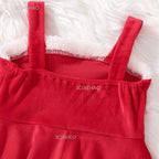 Weihnachtliches Samtkleid für Mädchen, ärmellos, 2-teilig mit Jacke, Outfit für Kinder, Festkleidung, Kleinkinderkleidung, Neujahr, Herbst, Winter 