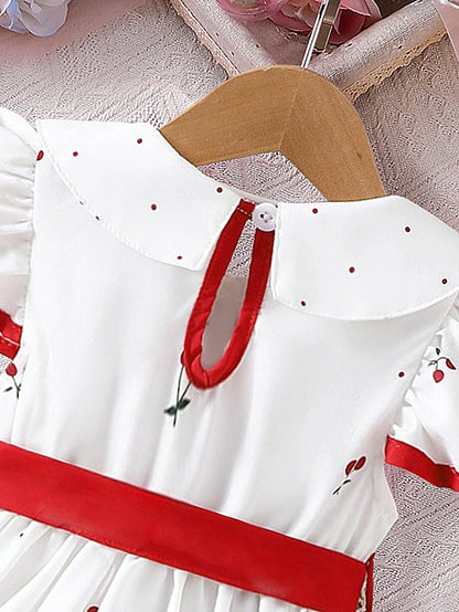 2025 Summer New Girls Infant Floral Print Dress Breathable Baby Princess Dress 0-3 Years Cool Short Sleeve Outfit