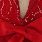 Girls Christmas Dresses baby Santa Claus red gown Bow Cute Baby Party Birthday Kids Wedding Elegant Princess Dress for Girls