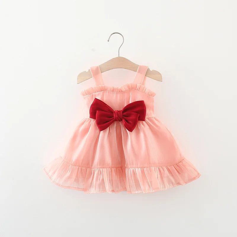 Baby Dress Christmas New Summer Strap Big Butterfly Mesh Dress Suitable for 0-3 Year Old Babies
