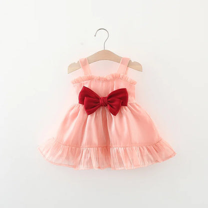 Baby Dress Christmas New Summer Strap Big Butterfly Mesh Dress Suitable for 0-3 Year Old Babies
