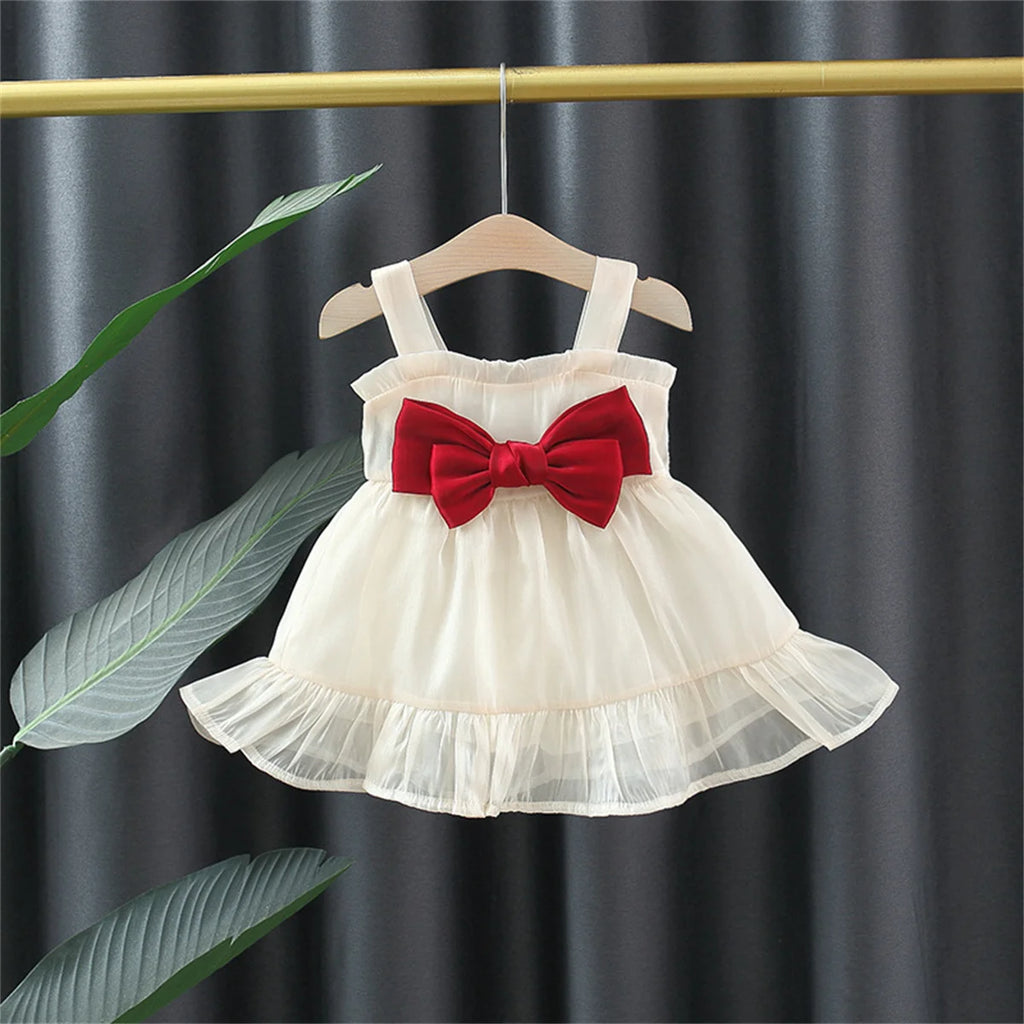Baby Dress Christmas New Summer Strap Big Butterfly Mesh Dress Suitable for 0-3 Year Old Babies