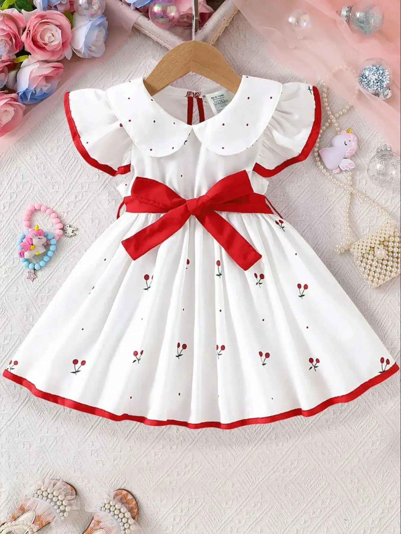 2025 Summer New Girls Infant Floral Print Dress Breathable Baby Princess Dress 0-3 Years Cool Short Sleeve Outfit