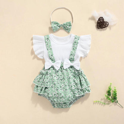 Romper Marrie Verde com Branco - Minu Kids