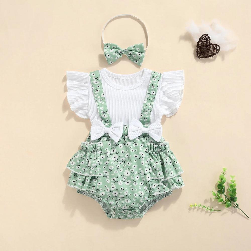 Romper Marrie Verde com Branco - Minu Kids