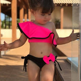 Biquíni Infantil Tropical Luminoso com um só ombro