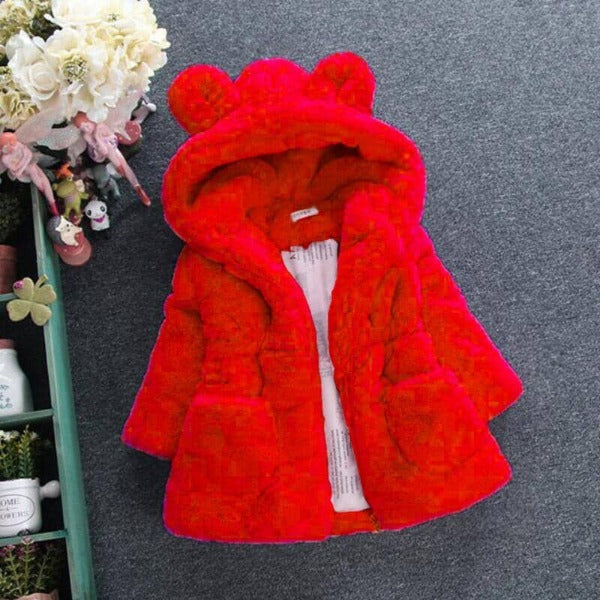 Girls’ Plush Coat with Little Ears