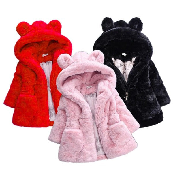 Girls’ Plush Coat with Little Ears