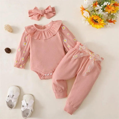 Conjunto Margaridas Body e Calça Rosa - Minu Kids