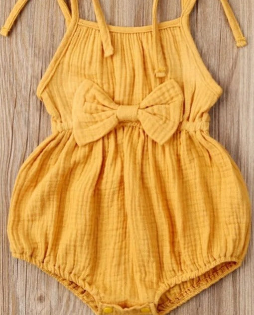 Romperzinho Lila Com Laço Amarelo - Minu Kids