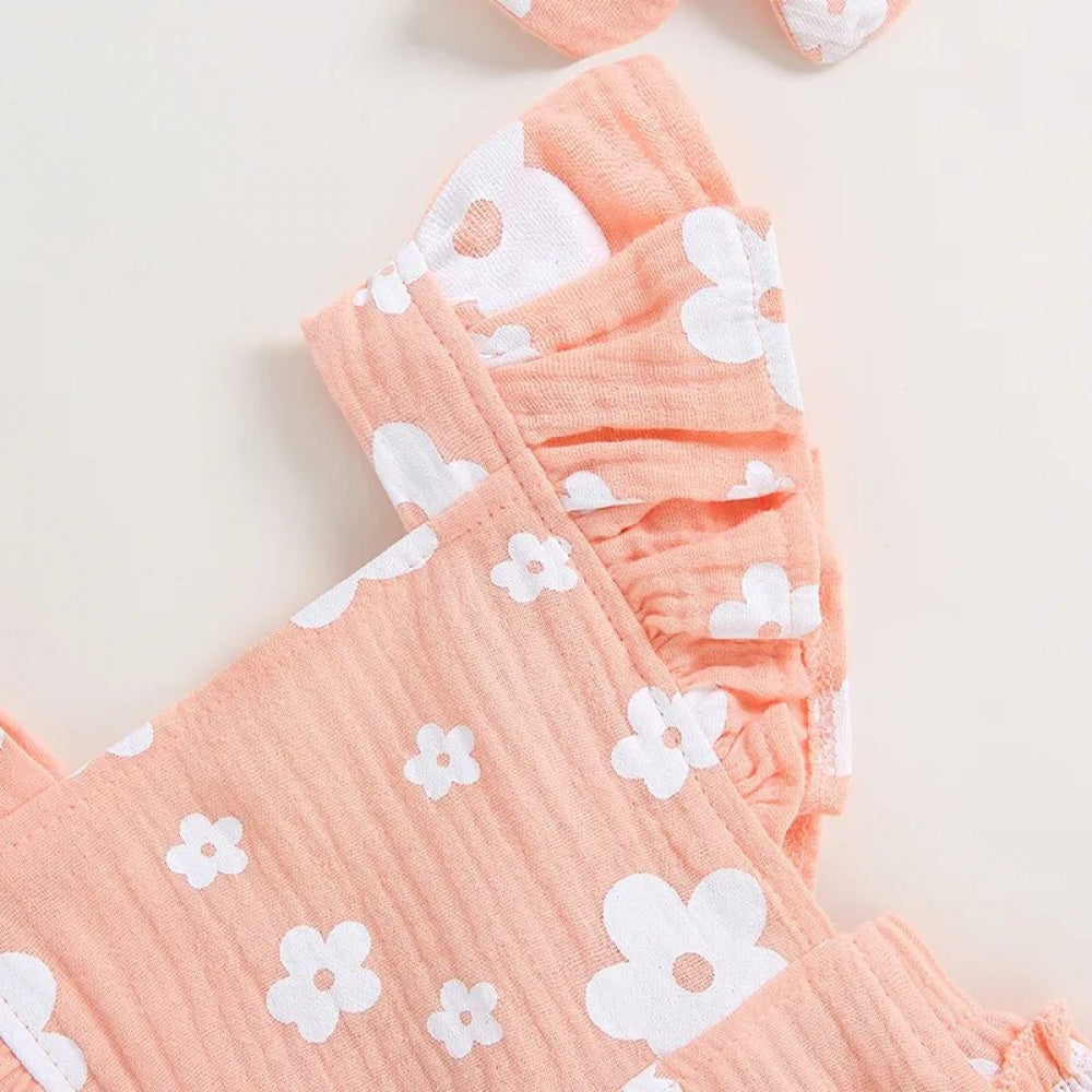 Romper Florzinha Lili com Laço Rosa - Minu Kids