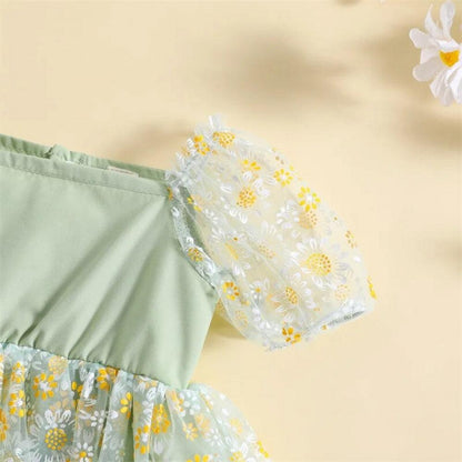 Vestidinho Pandinha Nina Florzinhas Verde - Minu Kids