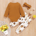 Conjunto Floral Calça e Body de Manga Comprida Amarelo - Minu Kids