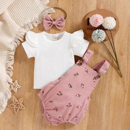 Conjuntinho Hana Blusa e Jardineira Rosa - Minu Kids
