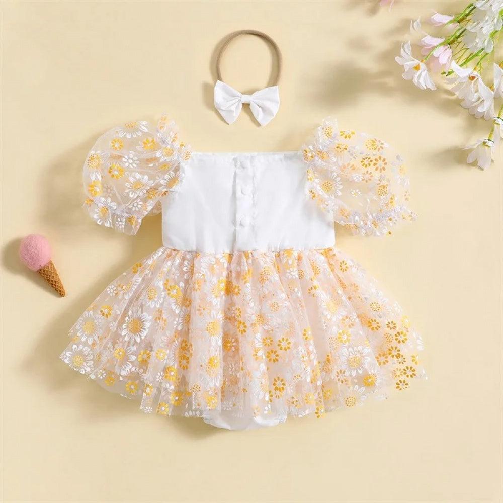 Vestidinho Pandinha Nina Florzinhas Branco - Minu Kids