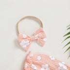 Romper Florzinha Lili Manga Comprida com Laço Rosa - Minu Kids