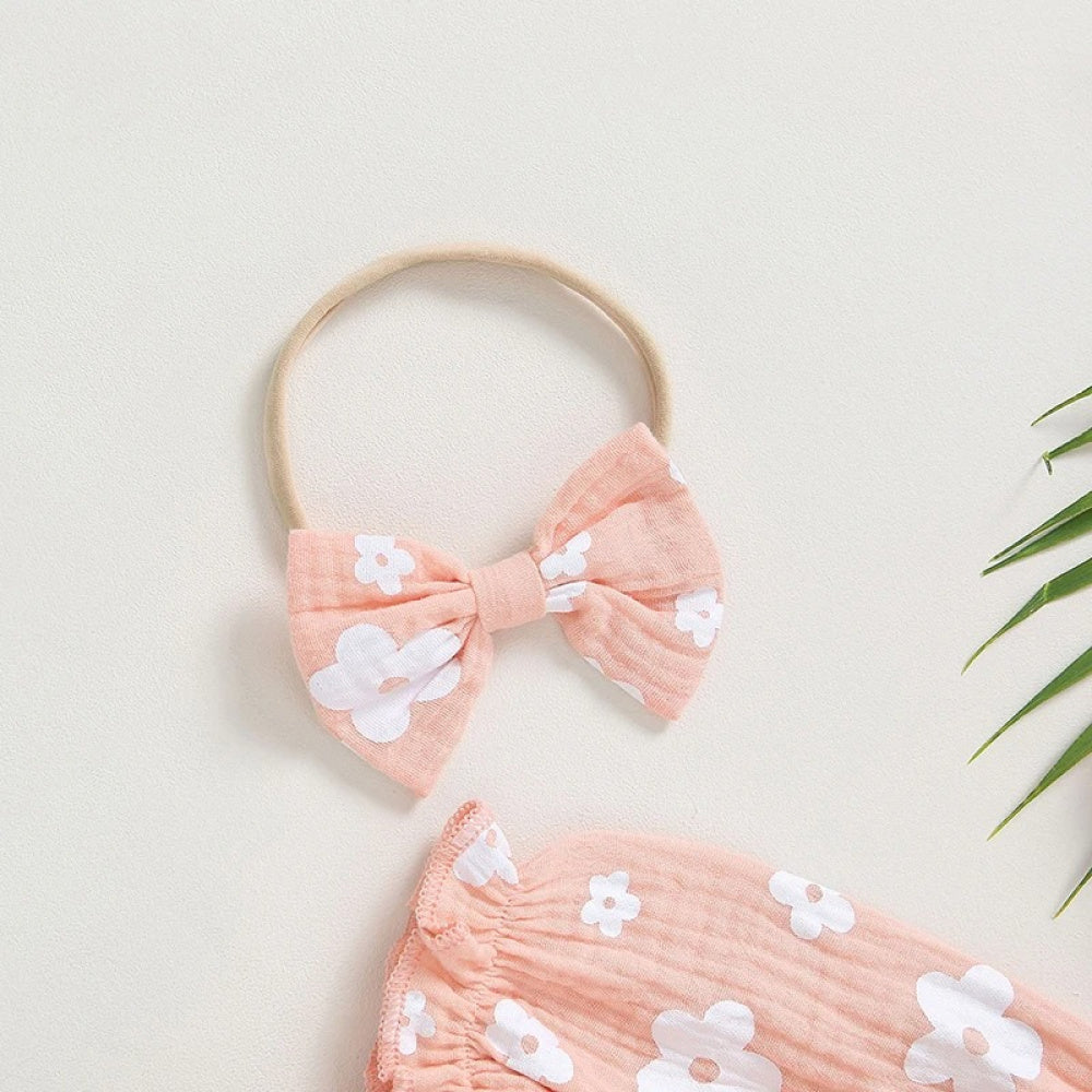 Romper Florzinha Lili Manga Comprida com Laço Rosa - Minu Kids