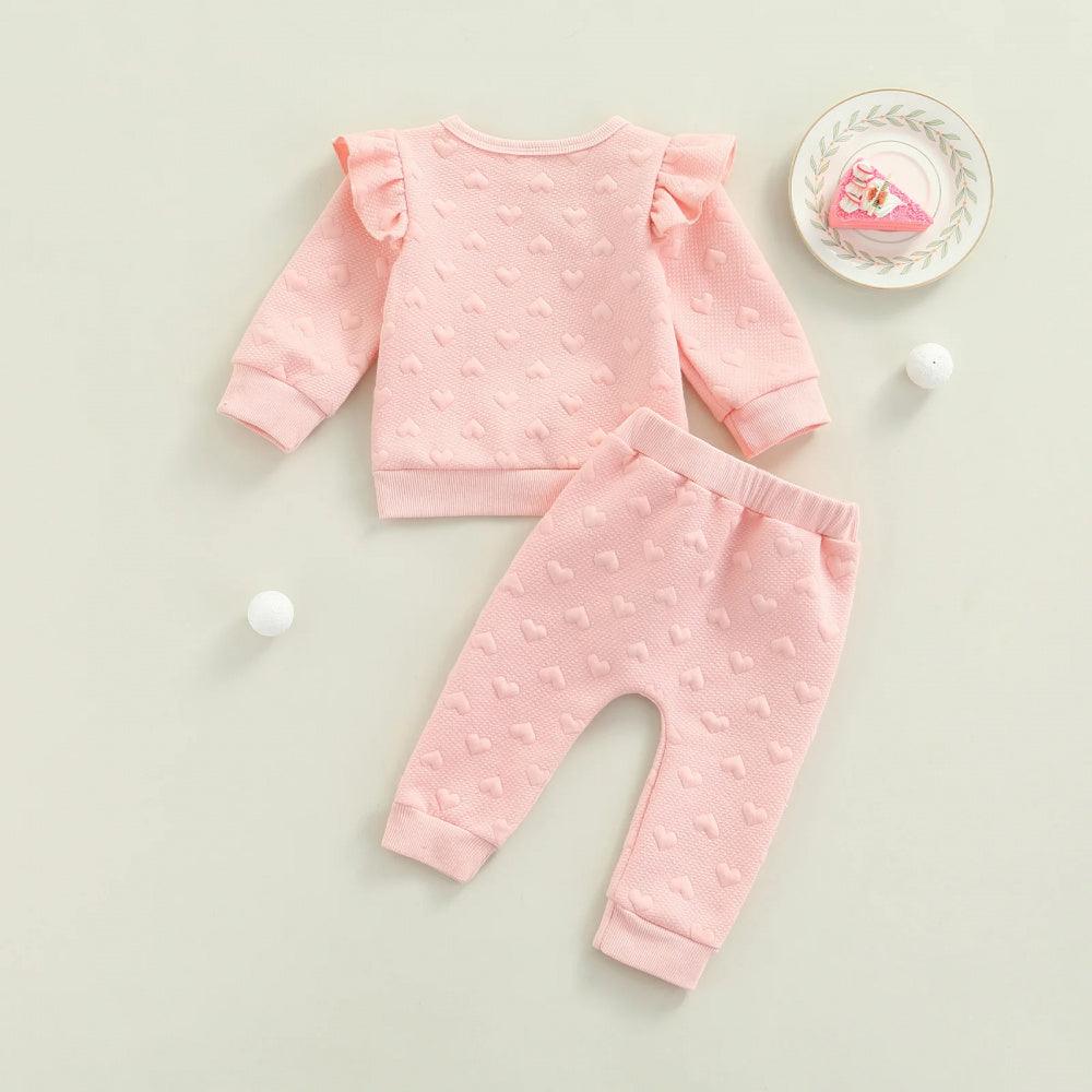 Conjunto Corações Blusa e Calça Rosa - Minu Kids