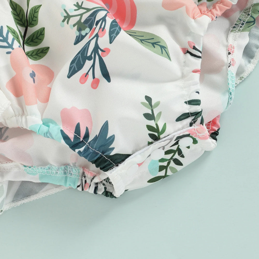 Romper Lila Floral com Laço Rosa - Minu Kids