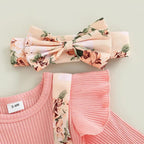 Romper Leyla Floral Manga Comprida Rosa - Minu Kids