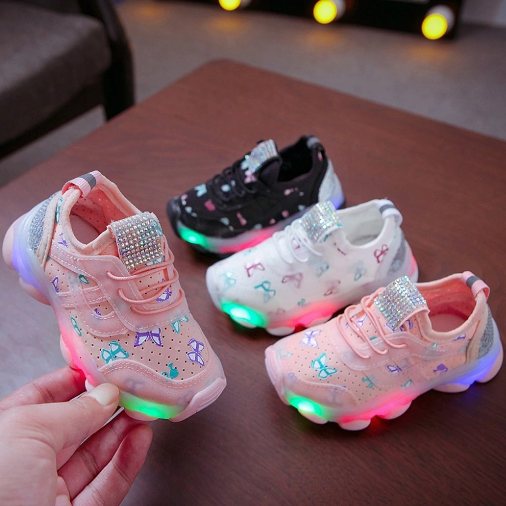 Sneakers with Butterfly Details and Lights
