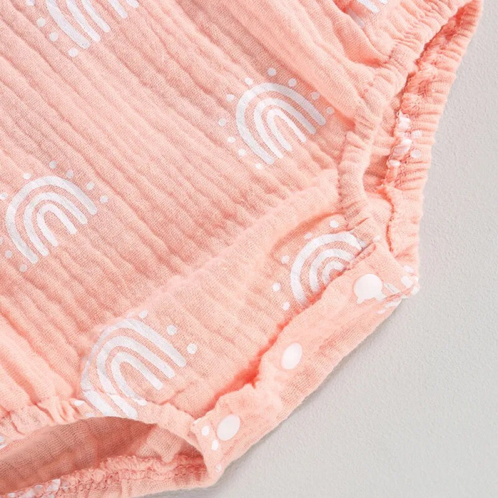 Romper Arco-Íris Lili com Laço Rosa - Minu Kids