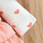 Romper Corações Branco com Rosa de Manga Comprida - Minu Kids