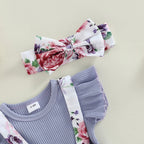 Romperzinho Mila Floral com Laço Lilás - Minu Kids