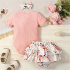 Conjunto Floral Body e Saia Rosa - Minu Kids