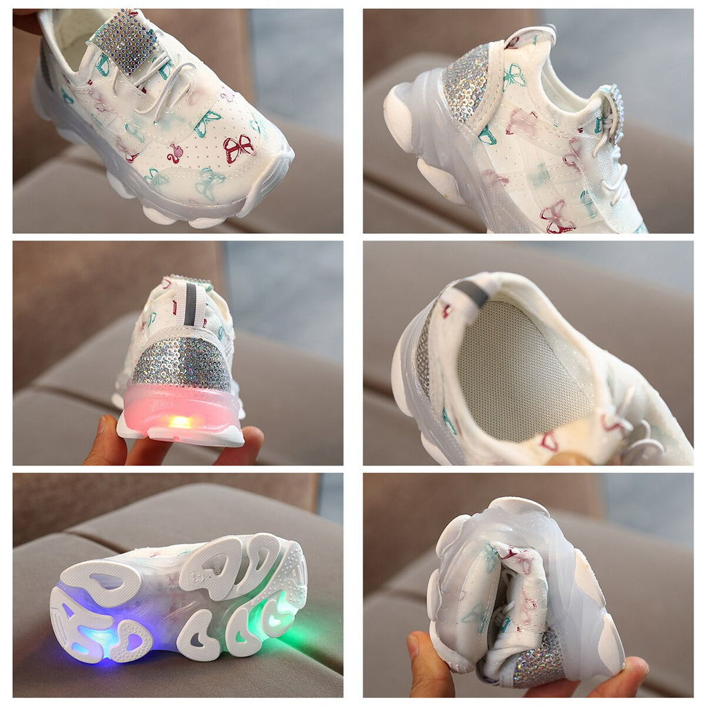 Sneakers with Butterfly Details and Lights